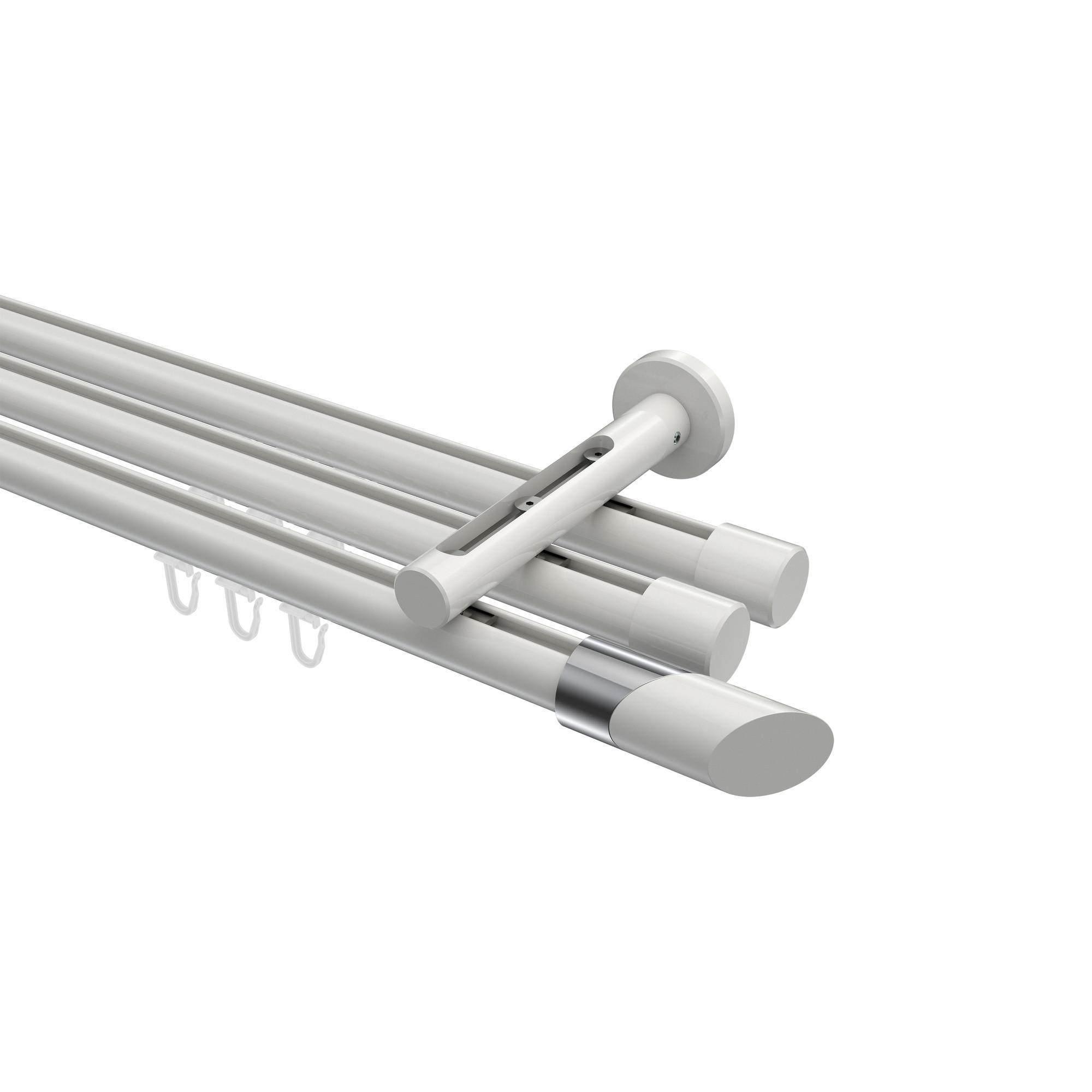 GARDINENSTANGE INNENLAUF Siteno Verano 140 cm, 3-läufig, 20 mm Ø Weiß - Chromfarben/Weiß, Metall (140cm) - INTERDECO
