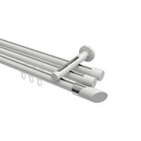 GARDINENSTANGE INNENLAUF Siteno Verano 140 cm, 3-läufig, 20 mm Ø Weiß - Chromfarben/Weiß, Metall (140cm) - INTERDECO