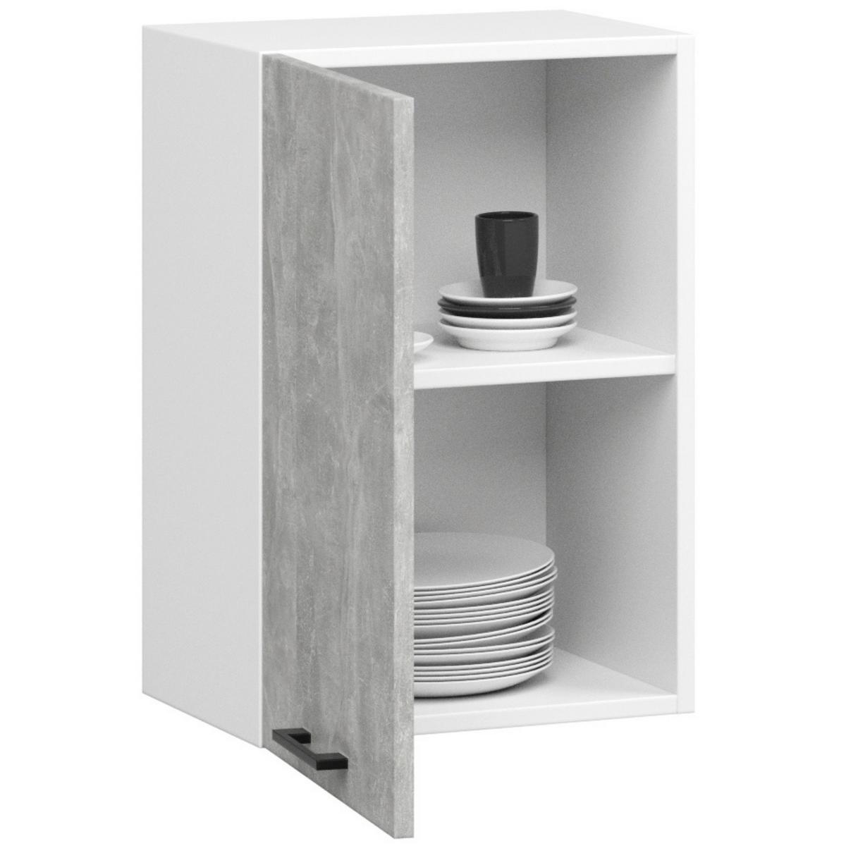 HÄNGESCHRANK Weiß, Beton 58/50/30 - Hellgrau/Weiß, Holzwerkstoff (50/58/30cm) - RAUMHIRSCH FURNITURE