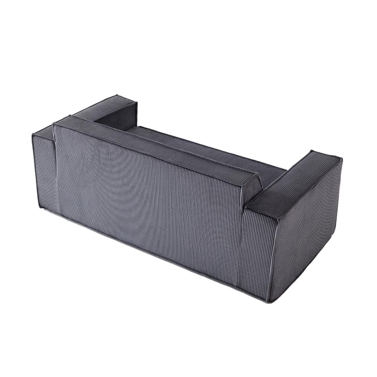 2-SITZER-SOFA Cord Grau mit Federkern, Montagefrei - Grau, Textil (178/70/86cm) - Urban Meuble