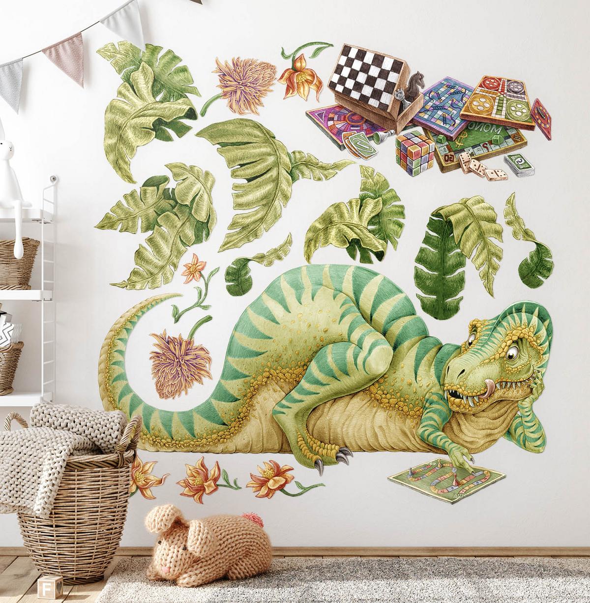 AUFKLEBER 130x168 cm Dinozaur Spiel - Grün, Kunststoff (130/168/0.1cm) - TULUP