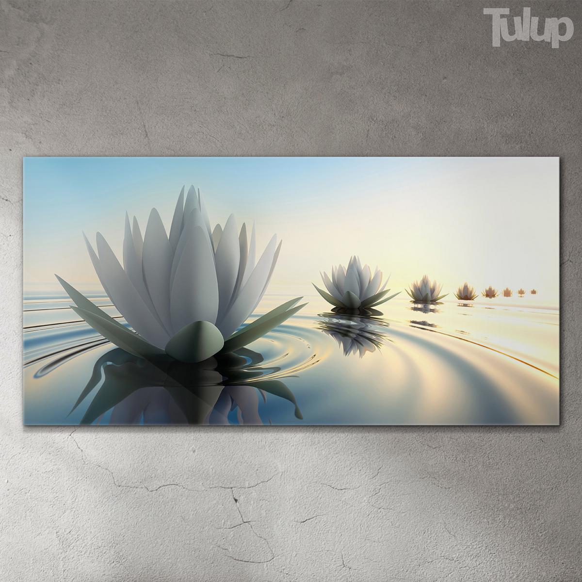 GLASBILD 100x50 cm Lotosblume - Schwarz, Glas (100/50cm) - TULUP