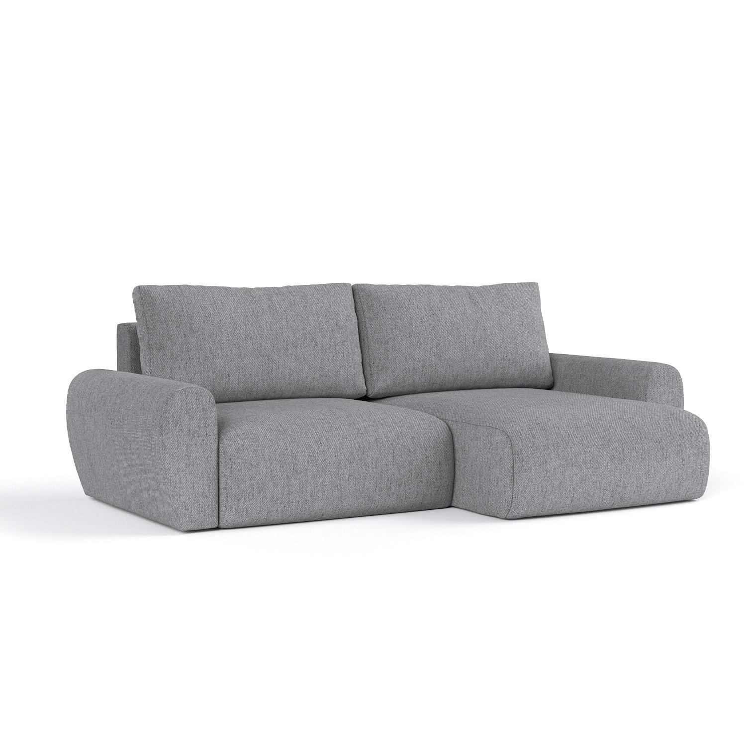 ECKSOFA OMARI mit Schlaffunktion Grau im Neve Stoff - Schwarz/Grau, Holz/Holzwerkstoff (253/153cm) - AltaBeds