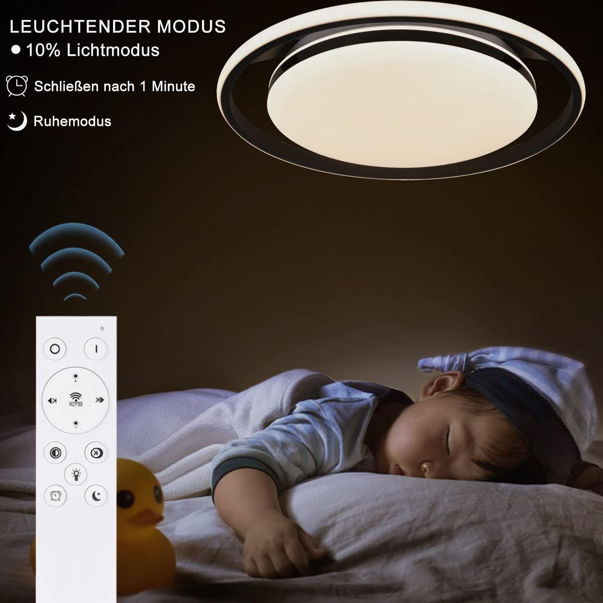 LED-DECKENLEUCHTE Falris 46.5/47.5/9 cm - Schwarz, Metall (47.5/46.5/9cm) - ZMH