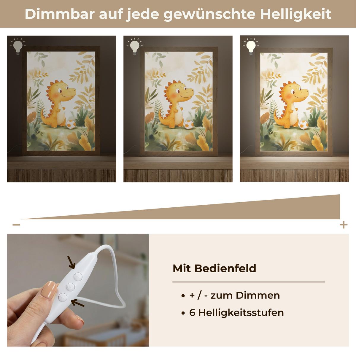 NACHTTISCHLAMPE Dino - Fußball - Orange 20x30 cm - Beige, Holzwerkstoff (8/20/30cm) - OnlyWow