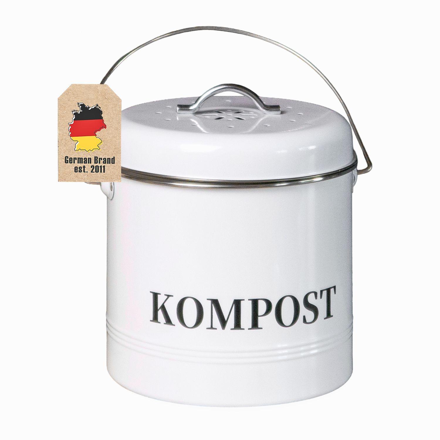 MÜLLEIMER Eisen inkl. 1 Kohlefilter 21.5 / 19 / 20.5 cm - Weiß, Metall (19/20.5/21.5cm) - Intirilife