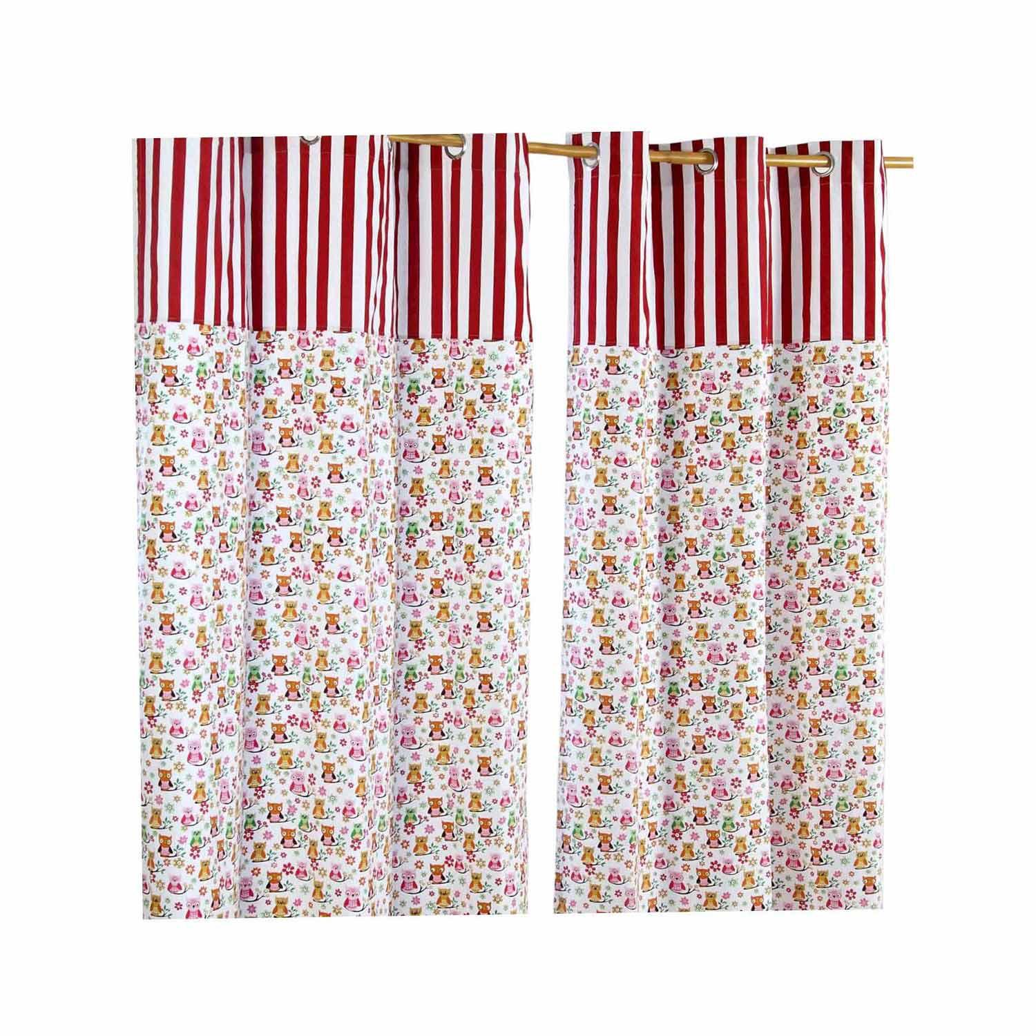 ÖSENVORHANG Eulen blickdicht 2er-Set, 117/137 cm - Rot, Textil (117/137cm) - Homescapes