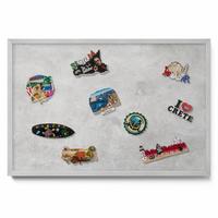 MAGNETTAFEL 60x40 cm Silberner Rahmen Betonwand Struktur - Graubraun, Metall (60/50/0.4cm) - TULUP