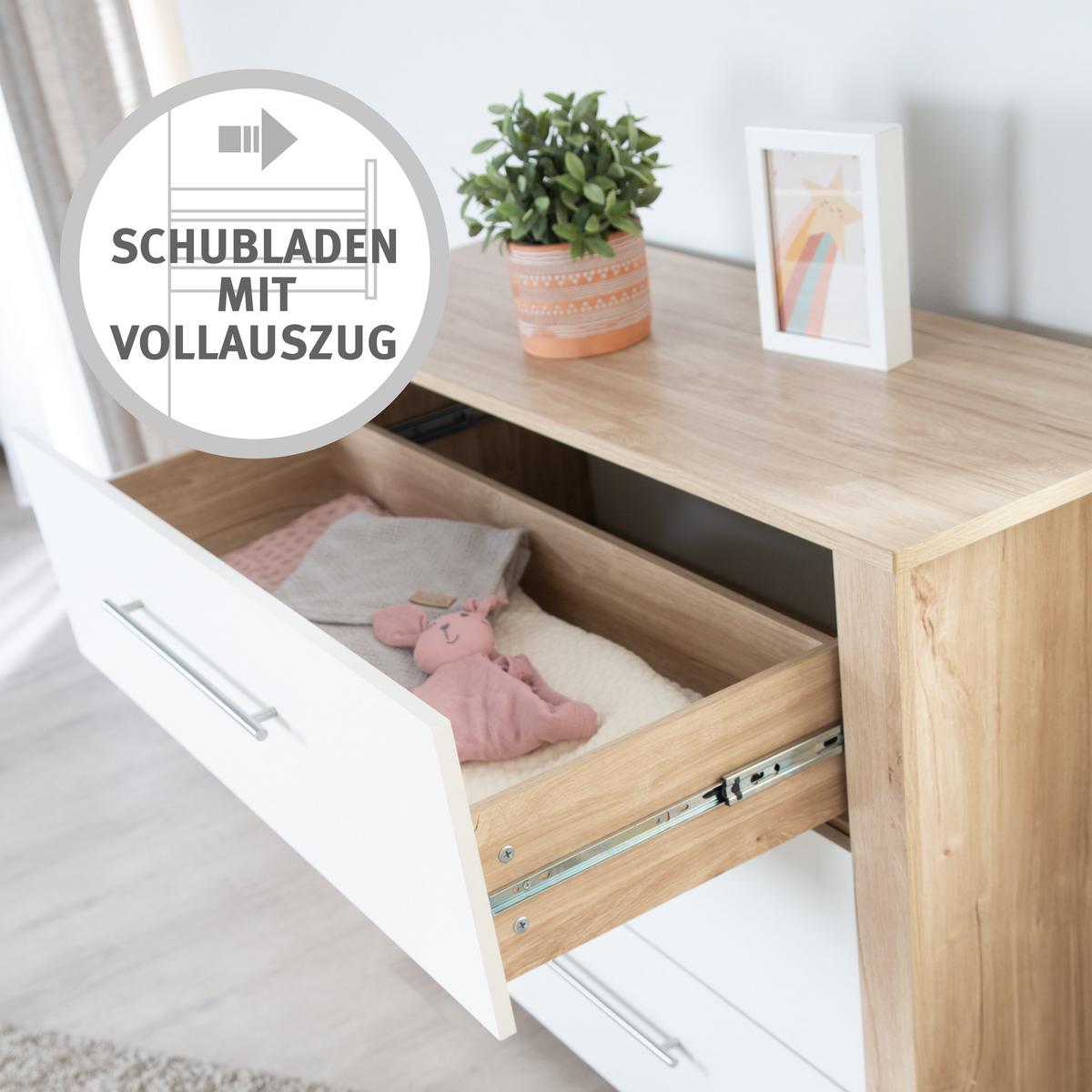 BABYZIMMER-SET Ira 3-teilig - Silberfarben/Weiß, Holzwerkstoff/Metall (76/82/142cm) - Roba