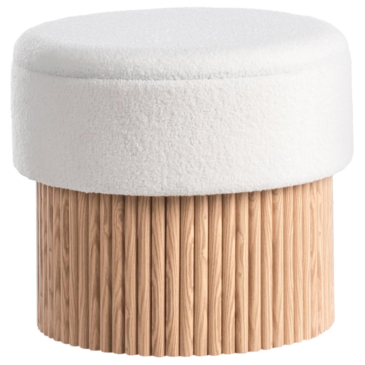 POUF mit Stauraum Bouclé Cremeweiß Richey - Weiß, Textil (50/46/50cm) - Beliani