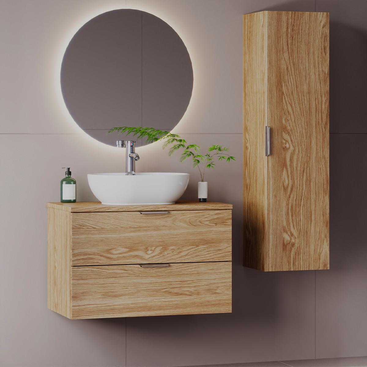 BADMÖBEL 80.6cm Astrid 2er-Set Holz - Braun, Holzwerkstoff (80.6/52.2/46.5cm) - Petits-meubles