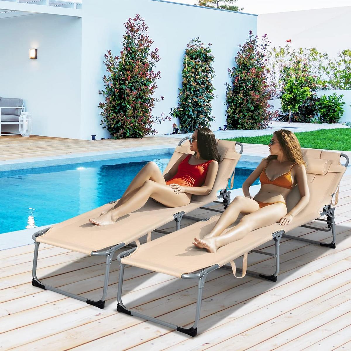 SONNENLIEGE 36cm Beige - Beige, Metall (194/36/60cm) - COSTWAY