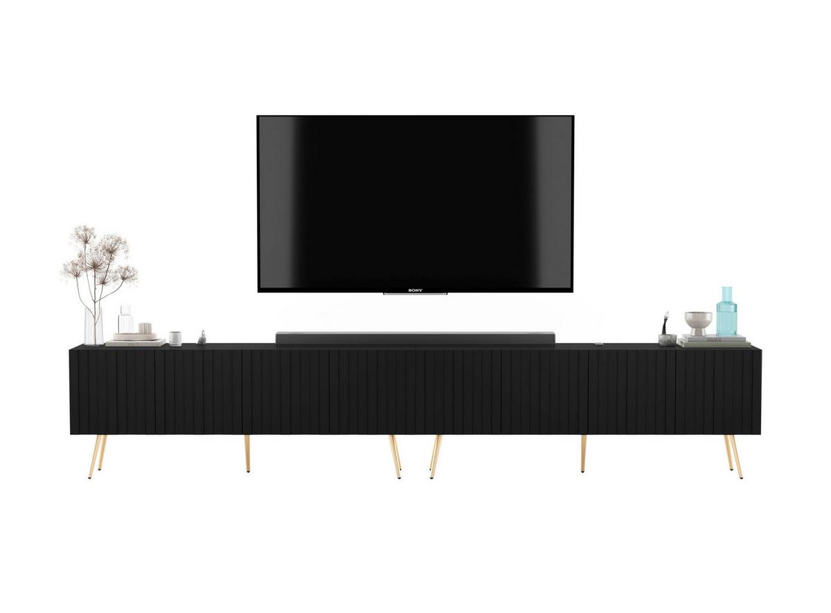 TV-LOWBOARD 2-er Set Elpis Schwarz matt mit Metallbeinen 150 cm Glamour - Schwarz, Holzwerkstoff (300/60.5/36.5cm) - Meble Lindner