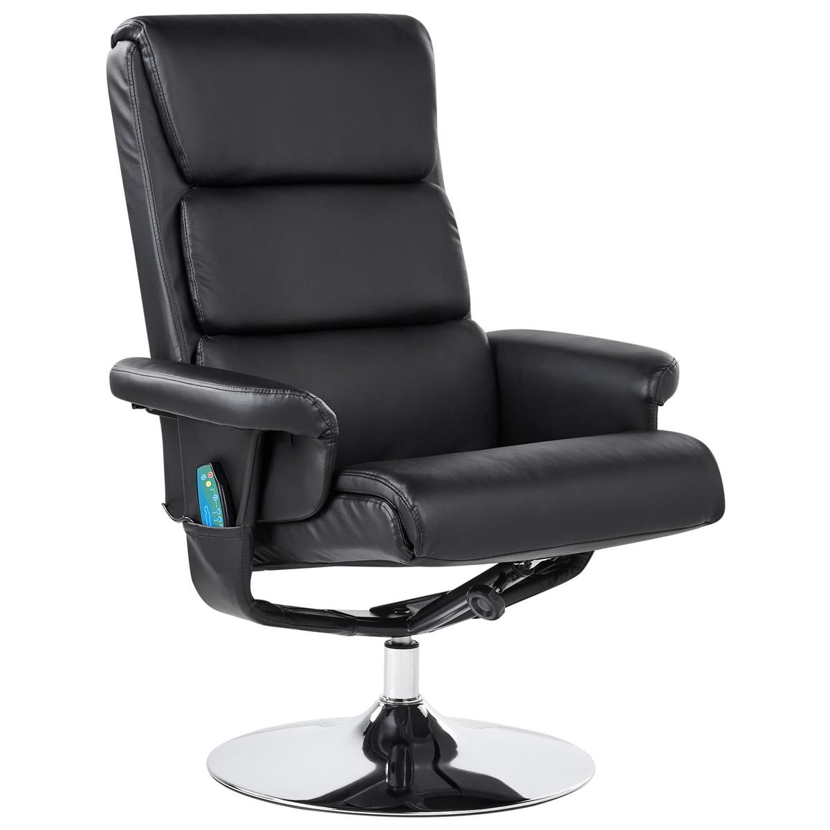 MASSAGESTUHL mit Fußstütze Kunstleder Schwarz Legend - Schwarz, Kunststoff (76/100/78cm) - Beliani