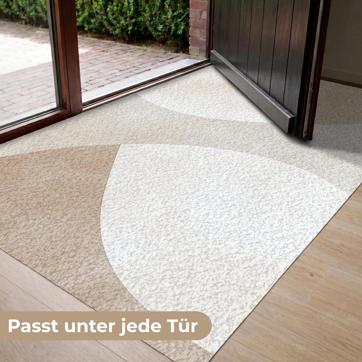 FUSSMATTE Braun - Japandi - Abstrakt Schmutzfangmatte 150x90 cm - Beige, Kunststoff (150/0.4cm) - MuchoWow