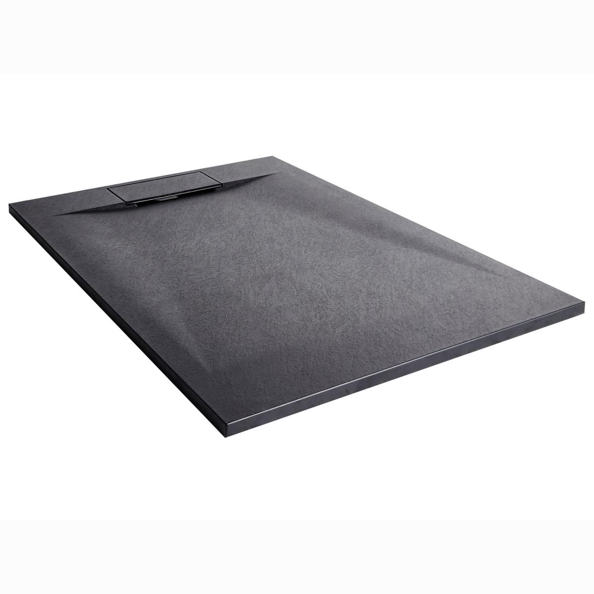DUSCHWANNE 80/120/3 cm Schwarz Azzurro - Schwarz, Kunststoff (120/3/80cm) - Beliani