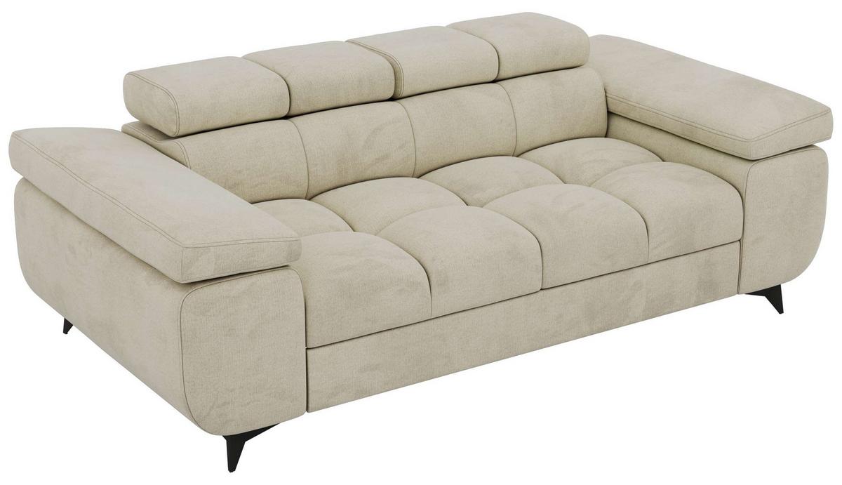 2-SITZER SOFA NIDELLO - Beige Velvet - Beige/Schwarz, Textil/Metall (194/70/97cm) - MKS