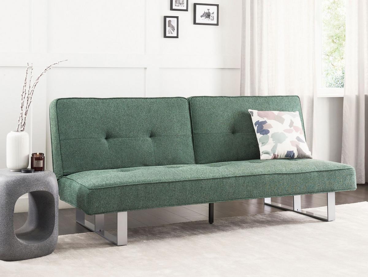 3-SITZER-SCHLAFSOFA grün Dublin - Silberfarben/Grün, Textil (190/38/88cm) - Beliani
