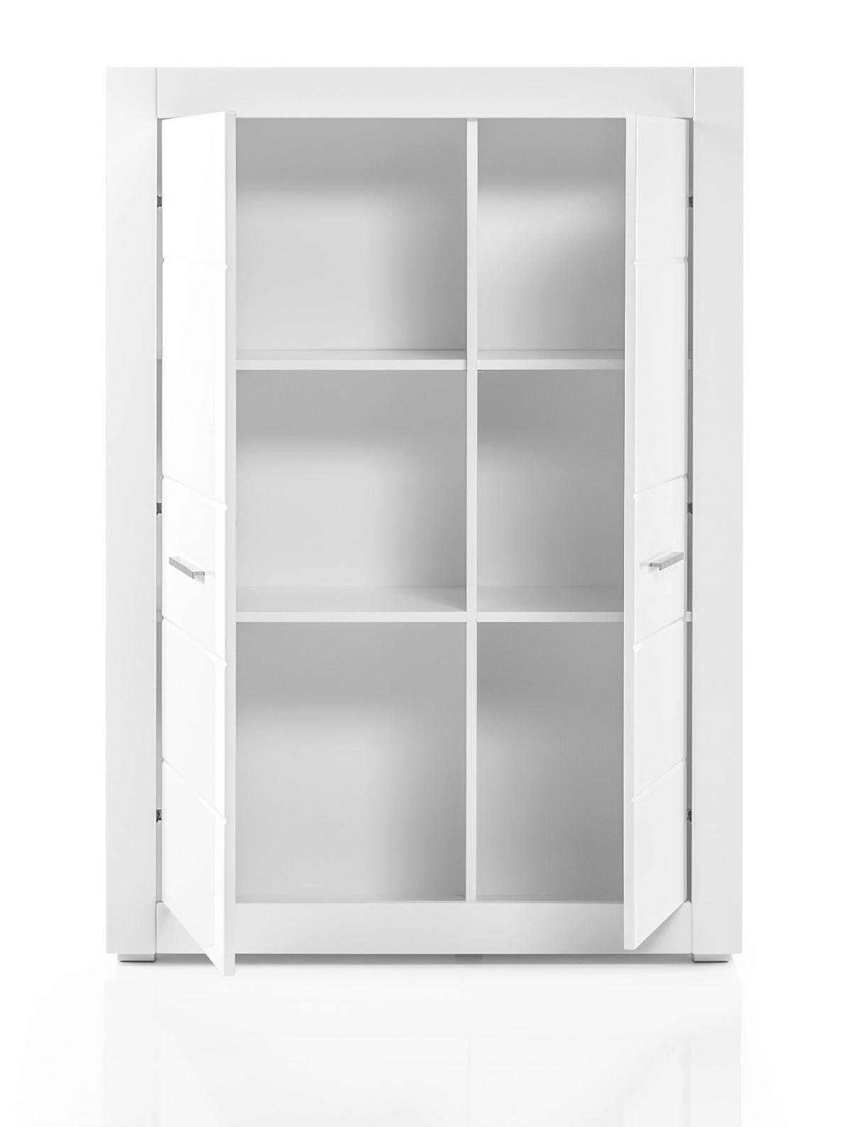 HIGHBOARD weiß Hochglanz 100 x 142 cm, Midi Schrank mit 6 Fächern - Chromfarben/Weiß Hochglanz, Holzwerkstoff/Kunststoff (100/142/35cm) - Furn.Design