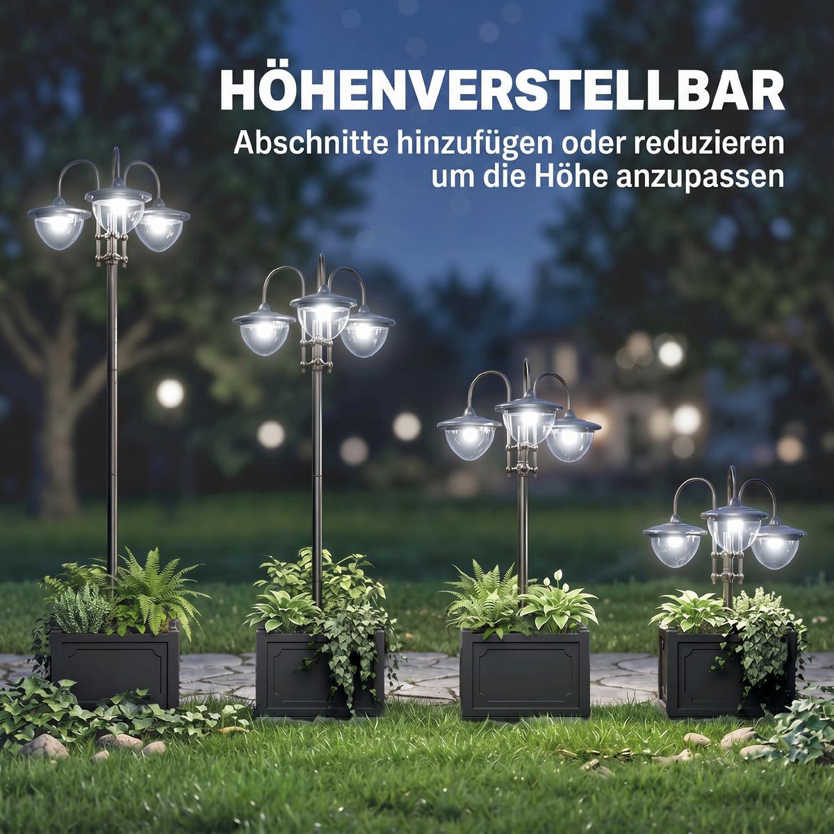 GARTENLATERNE, Schwarz, PP, ABS, Edelstahl, Aluminiumlegierung - Schwarz, Metall (60/55/189cm) - Outsunny