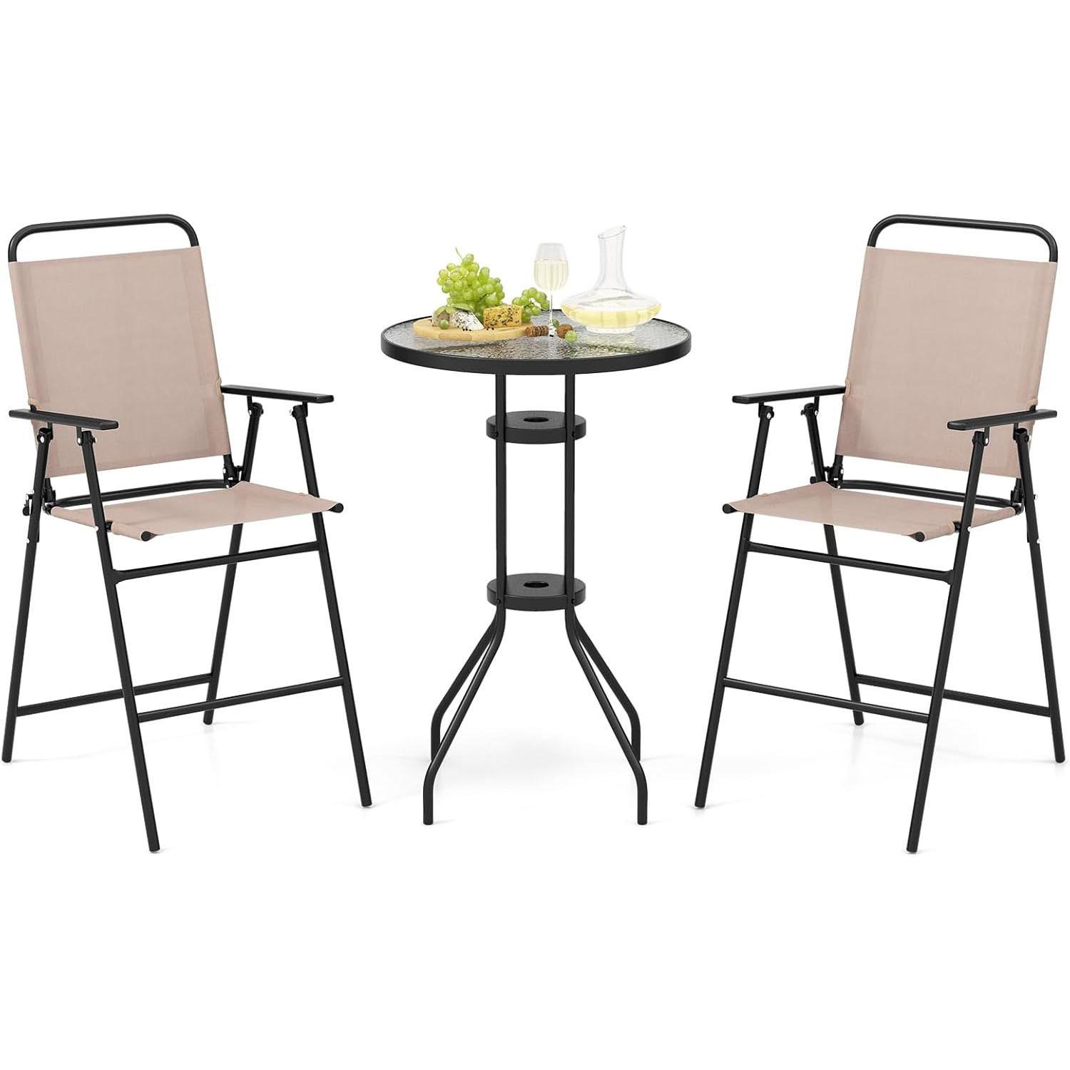 BARHOCKER SET Beige(3-teilig) - Beige, Textil - COSTWAY