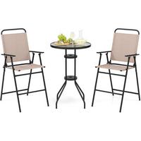 BARHOCKER SET Beige(3-teilig) - Beige, Textil - COSTWAY