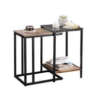 COUCHTISCH 2er Set Schwarz - Schwarz/Braun, Holzwerkstoff/Metall (40/40/60cm) - SoBuy