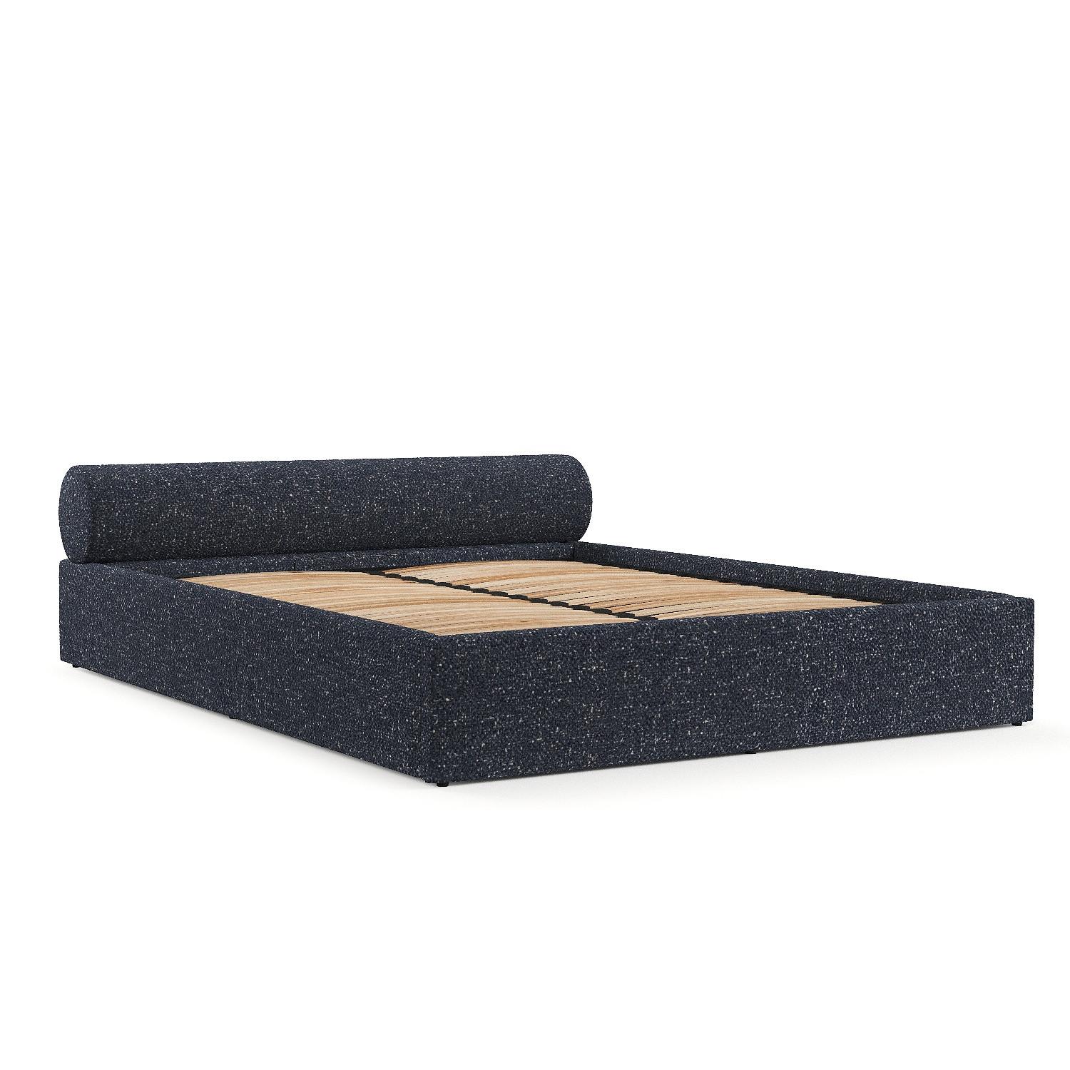 POLSTERBETT Solvo mit Stauraum 180/200 cm Dunkelblau im Blur Stoff - Schwarz/Naturfarben, Holz/Holzwerkstoff (180/200cm) - AltaBeds