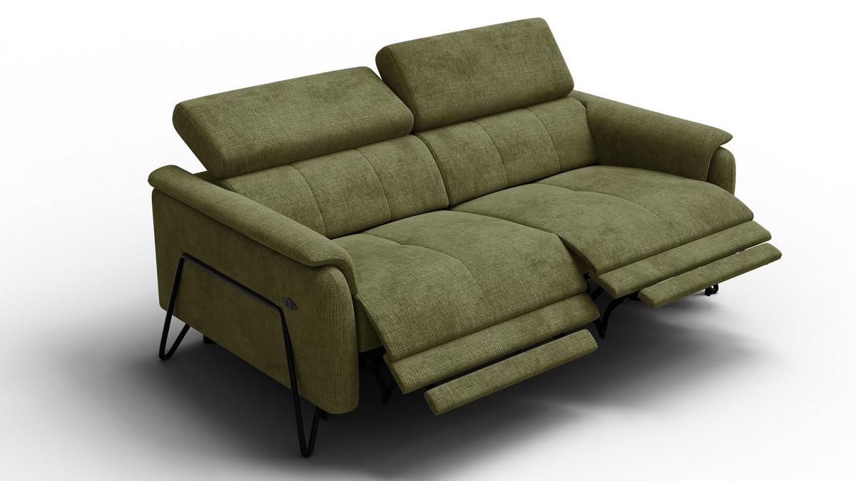 RELAXSOFA RODEN 3-Sitzer, olive - Olivgrün, Holz/Textil (194/82/103cm) - Wozimo
