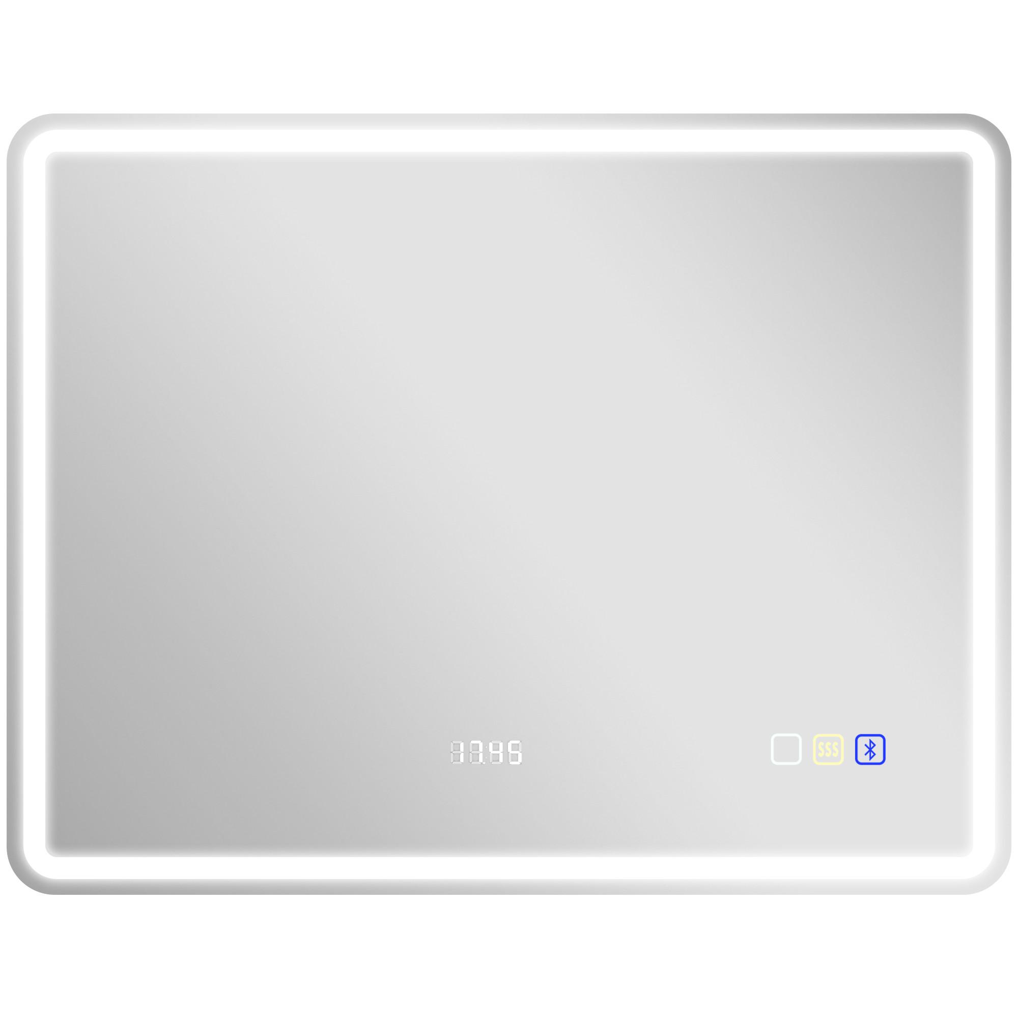 BADEZIMMERSPIEGEL mit LED-Beleuchtung, Anti-Beschlags-Pad, 3 verstellbare Farben - Silberfarben, Glas (3.5/70/90cm) - HOMCOM