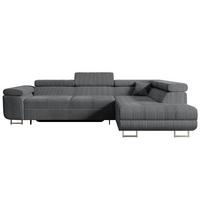 ECKSOFA mit Schlaffunktion und Bettkasten GUSA-L 272x202x107 cm Grau Cord - Dunkelgrau/Silberfarben, Holzwerkstoff/Textil (272/202cm) - ALTDECOR