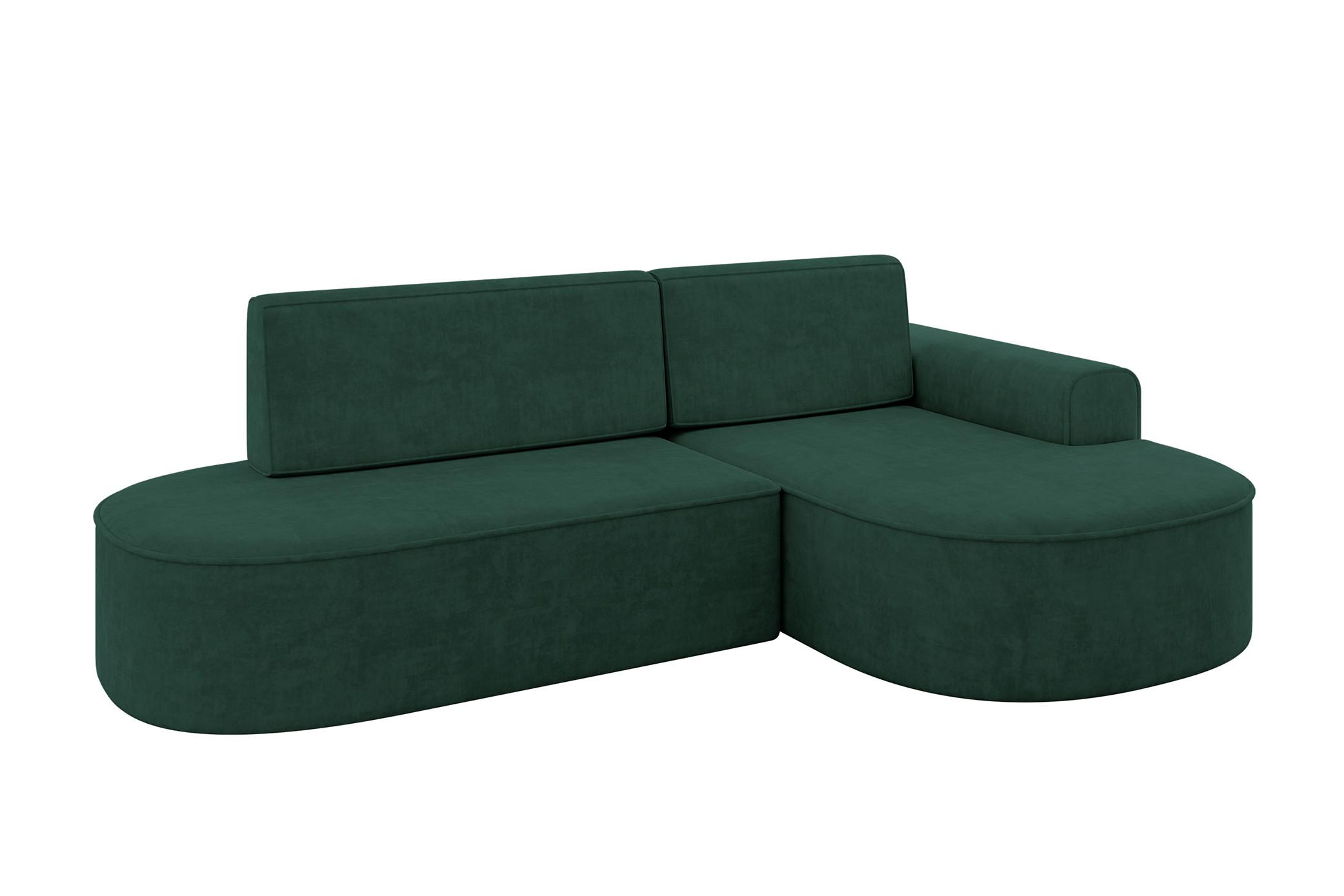 ECKSOFA mit Schlaffunktion und Bettkasten Ottomane Rechts MARI-L1-S - 283x167x73 cm Grün Velours - Waldgrün/Schwarz, Holzwerkstoff/Kunststoff (167/283cm) - ALTDECOR