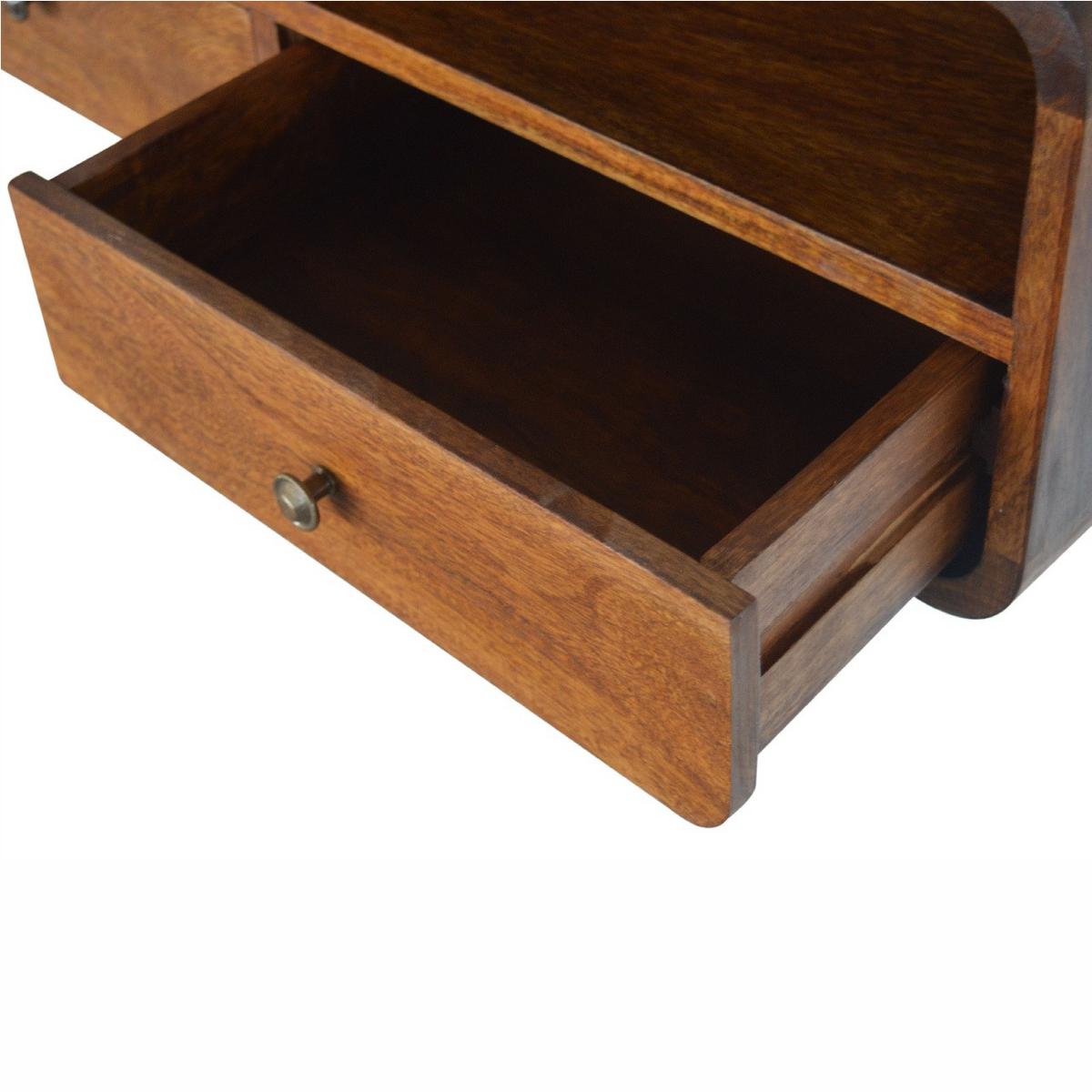 KONSOLENTISCH mit 2 Schubladen, 1 Offener Stauraum, Wandmontiert, Braun - Messingfarben/Braun, Holz/Metall (80/25/32cm) - Artisan Furniture