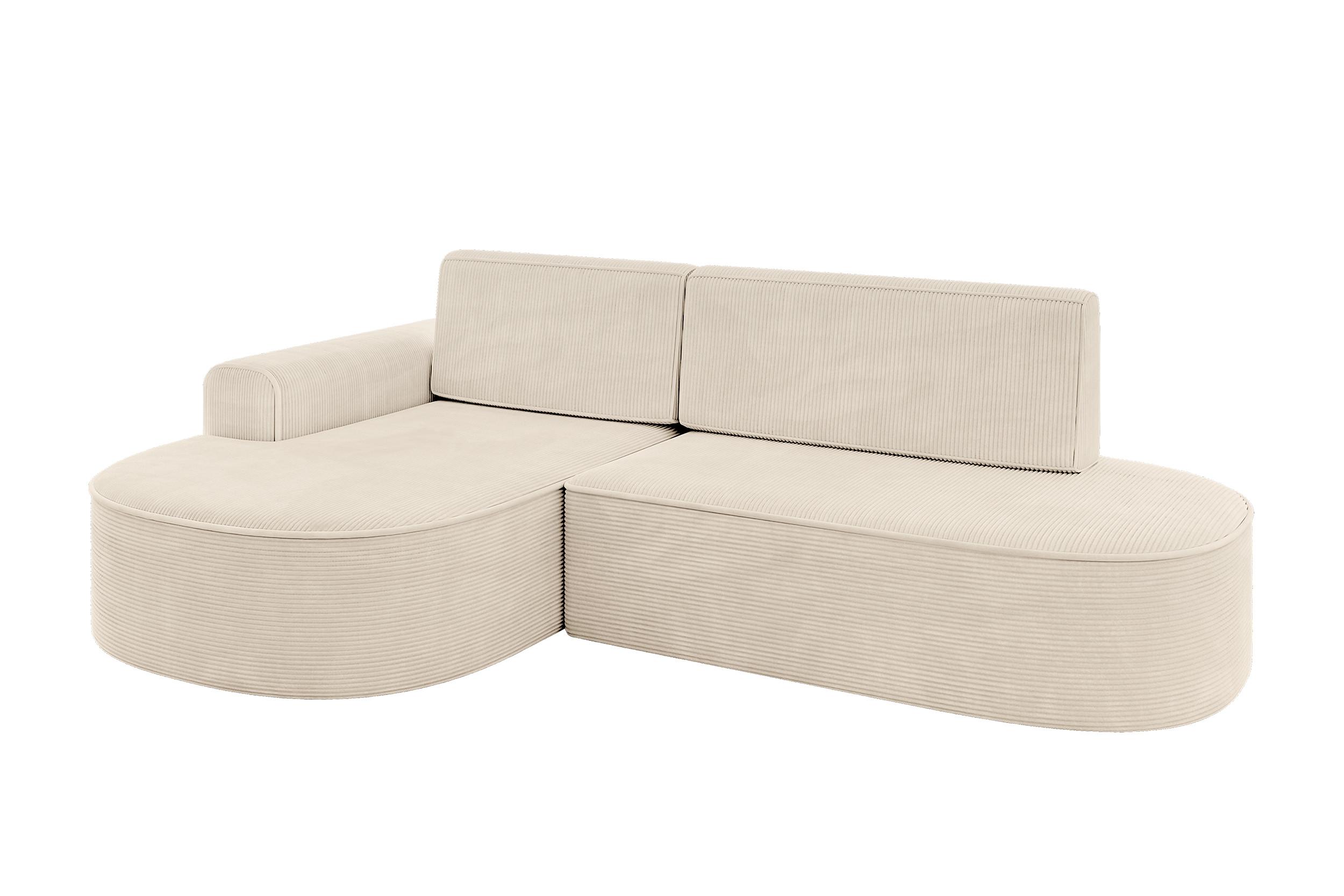 ECKSOFA mit Schlaffunktion und Bettkasten Ottomane Links MARI-L1-S - 283x167x73 cm Beige Cord - Cognac/Schwarz, Holzwerkstoff/Kunststoff (283/167cm) - ALTDECOR
