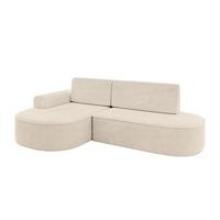 ECKSOFA mit Schlaffunktion und Bettkasten Ottomane Links MARI-L1-S - 283x167x73 cm Beige Cord - Cognac/Schwarz, Holzwerkstoff/Kunststoff (283/167cm) - ALTDECOR