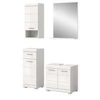 BADMÖBEL-SET weiß Hochglanz 4-teilig 112 cm, Komplettset mit viel Stauraum - Weiß Hochglanz, Glas/Holzwerkstoff (112/191/34cm) - Inn.Furn
