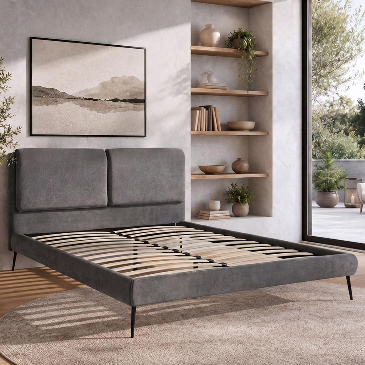 POLSTERBETT Nuit, Doppelbett 160x200 cm ohne Matratze, Chenille-Stoff, Dunkelgrau - Dunkelgrau, Textil (160/200cm) - Beautysofa
