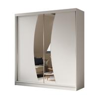 KLEIDERSCHRANK mit Spiegel-Schiebetüren und Aluminium-Leisten - VOXI - 200 cm Weiß - Weiß, Holzwerkstoff (200/216/61cm) - ALTDECOR