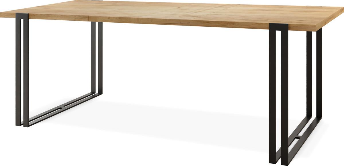 ESSTISCH Marco rechteckig ausziehbar, Craft Eiche 160-260/90/76 cm - Eiche Wotan/Schwarz, Holzwerkstoff/Metall (90/260/76cm) - WFL GROUP