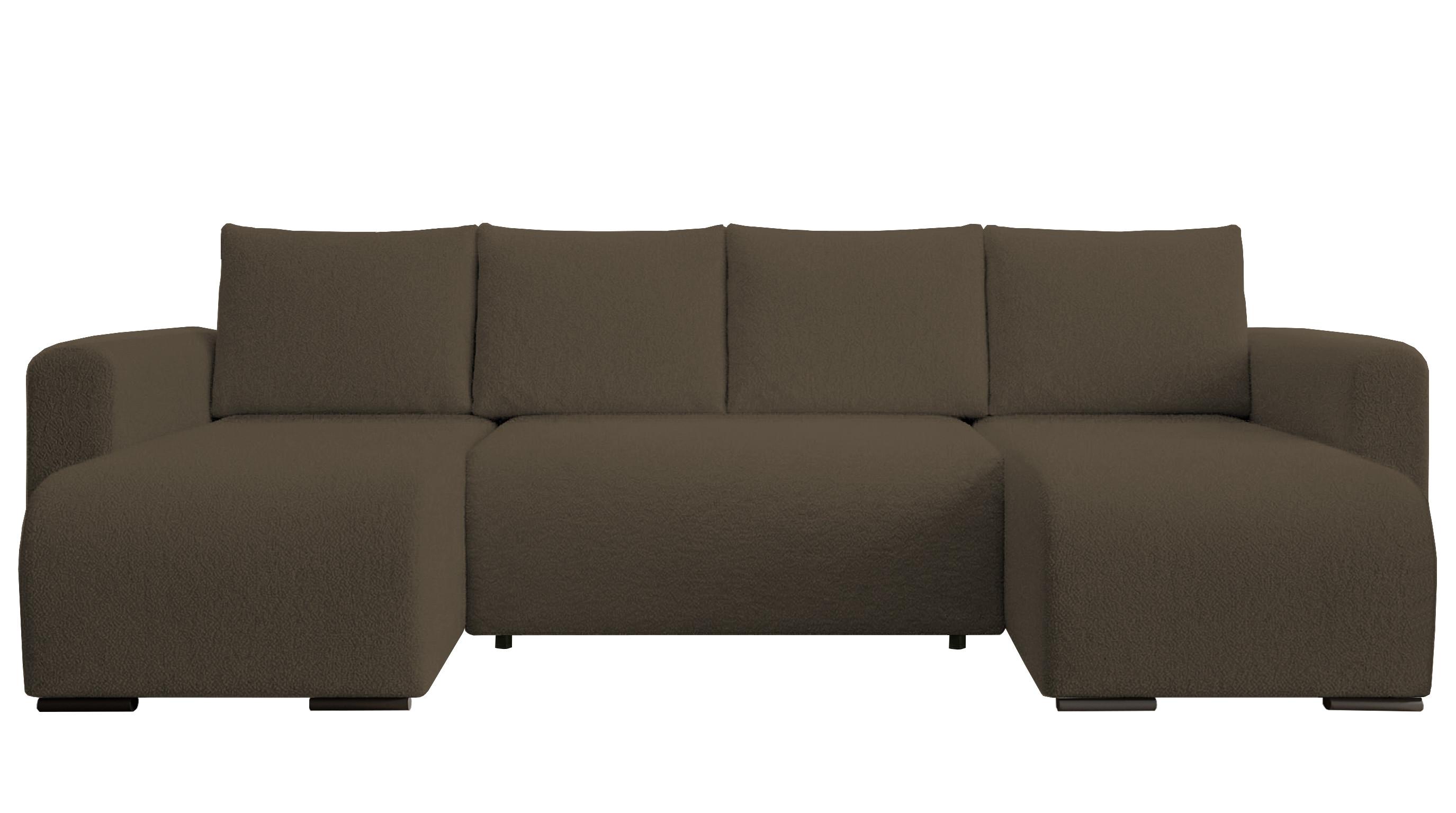 WOHNLANDSCHAFT DORA U mit Bettkasten und Schlaffunktion, U-Form, bequem - Dunkelbraun, Textil (305/85/140cm) - Storez24