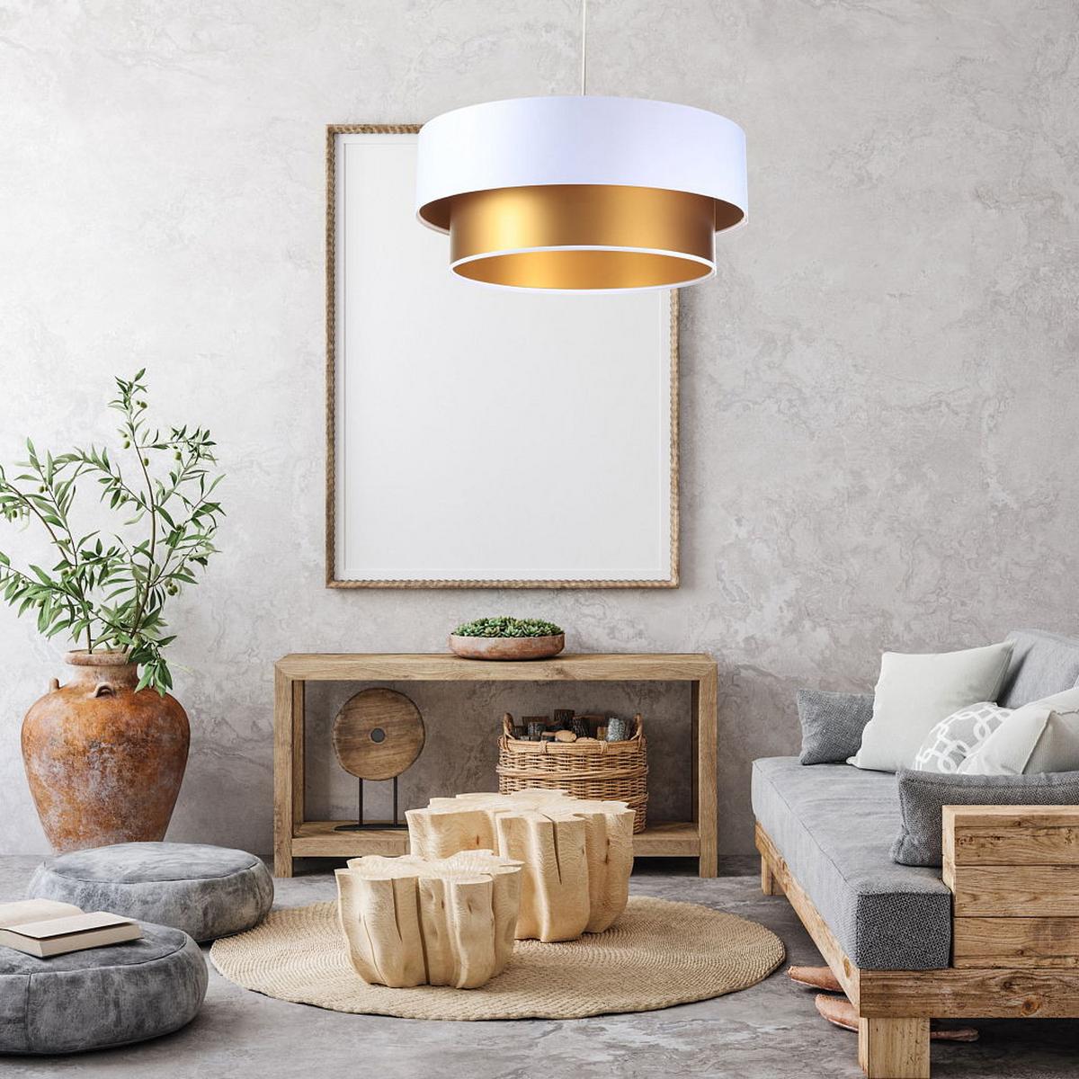 HÄNGELEUCHTE Gold 40/20 cm - Goldfarben/Weiß, Kunststoff (40/1/20cm) - ONZENO