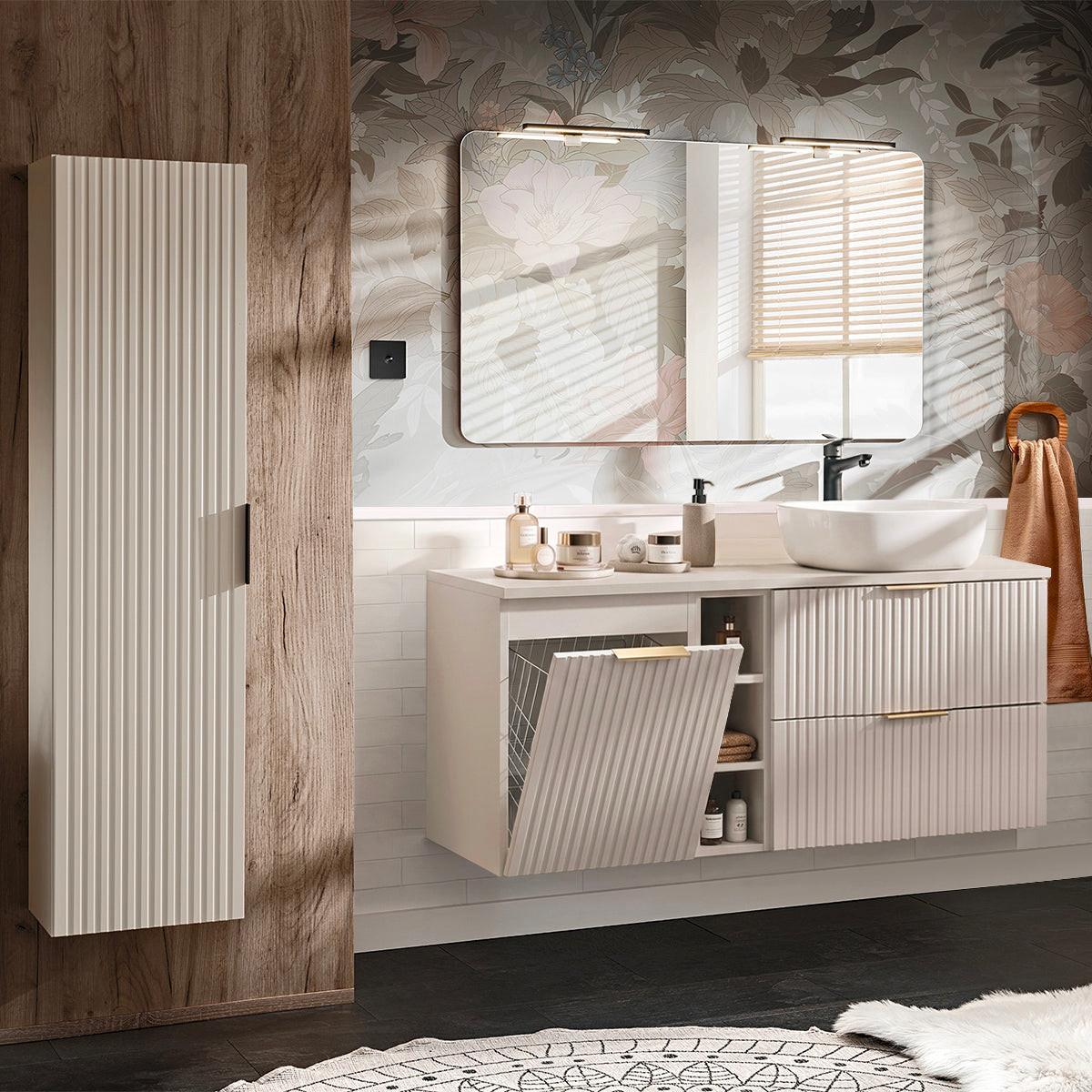 BADMÖBEL 140.8cm Adriel 2er-Set Kaschmir - Beige, Holzwerkstoff (140.8/59/46cm) - Petits-meubles
