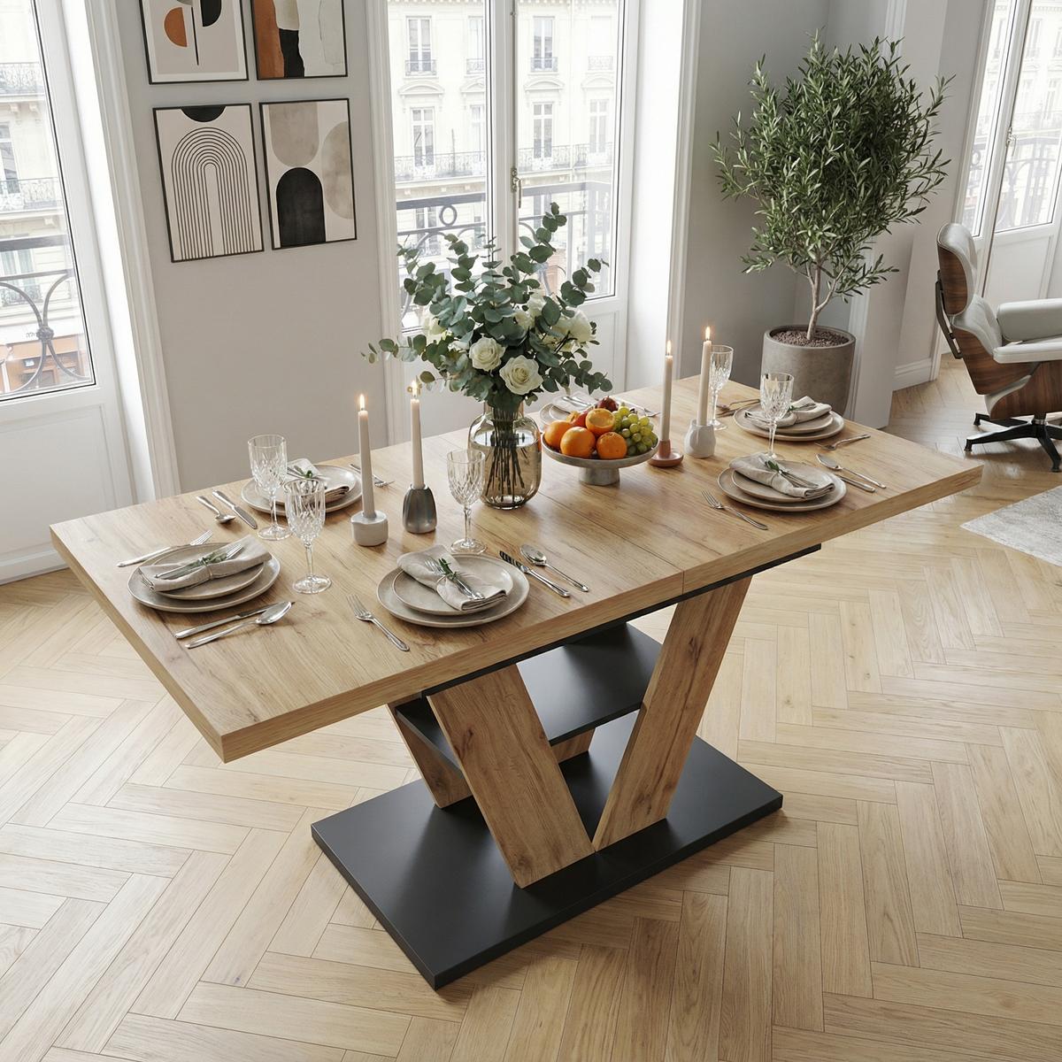 ESSTISCH Ausziehbar 110-140 cm Natural Wood mit verstecktem Staufach - Grau, Holzwerkstoff (80/110/75cm) - Urban Meuble