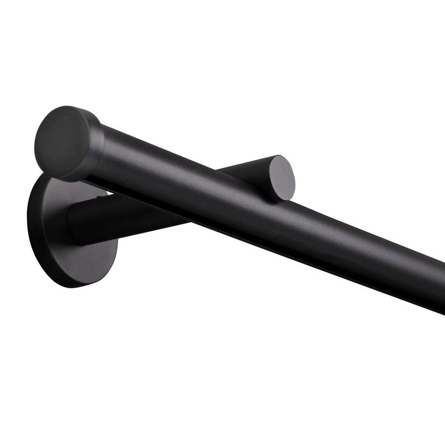 GARDINENSTANGE Innenlauf 1-lauf Kappe - Schwarz, Metall (340cm) - Deco-Raum