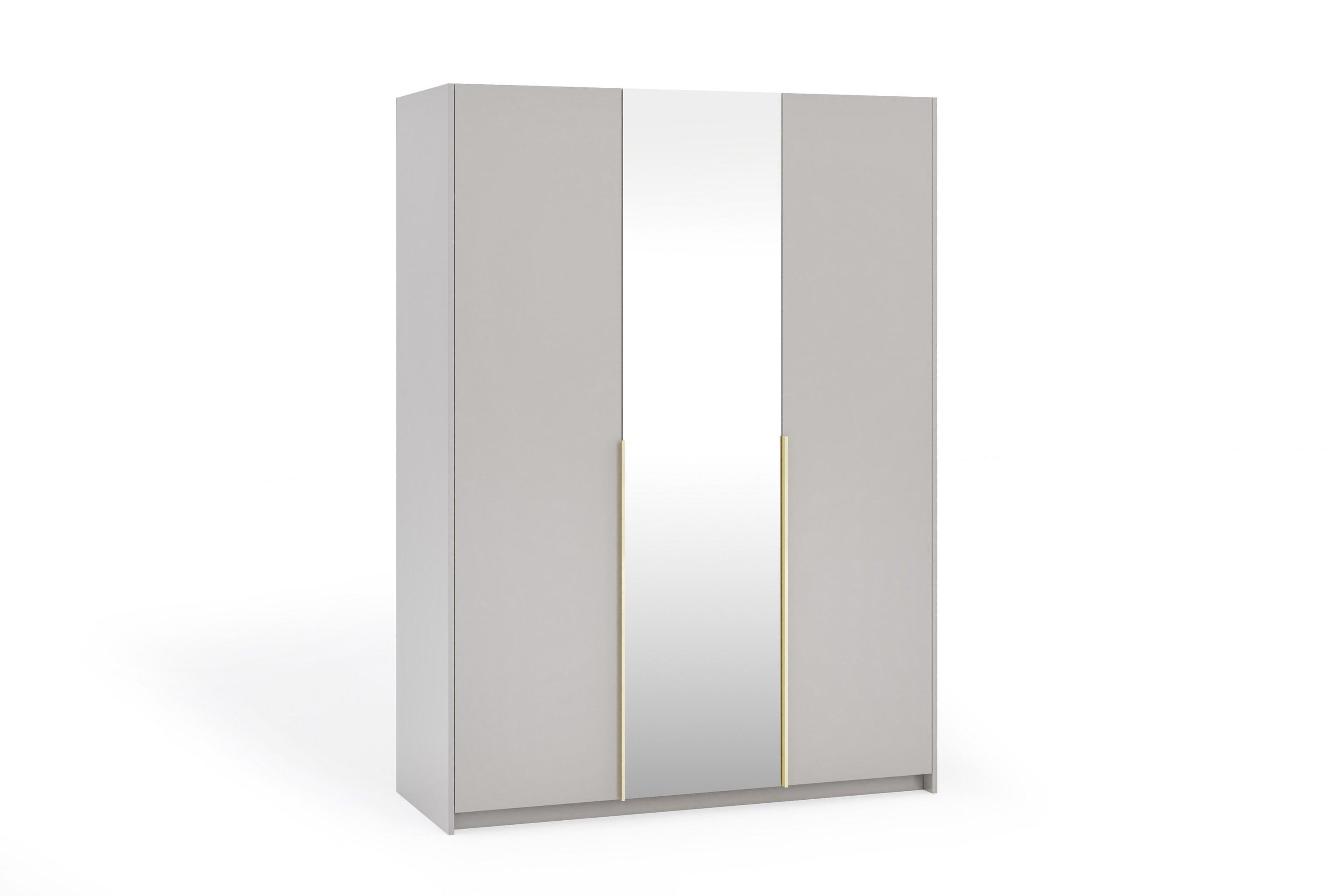 DREHTÜRENSCHRANK THALIA 148/204/58cm 3-türig mit Spiegel Kaschmir - Kaschmir, Holzwerkstoff (148/204/58cm) - MASSENO
