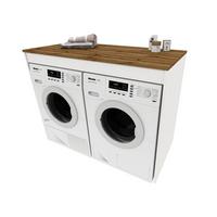 WASCHMASCHINENSCHRANK für Waschmaschine & Wäschetrockner 129/97/61 - Eiche Wotan, Holzwerkstoff (129/97/61cm) - RAUMHIRSCH FURNITURE