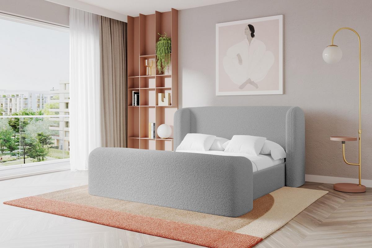 POLSTERBETT mit Bettkasten, Fußteil und Lattenrost, Bett mit Matratze H3/H4 - ESTI-Z 140x200 Hellgrau - Silberfarben, Holzwerkstoff/Textil (140/200cm) - ALTDECOR