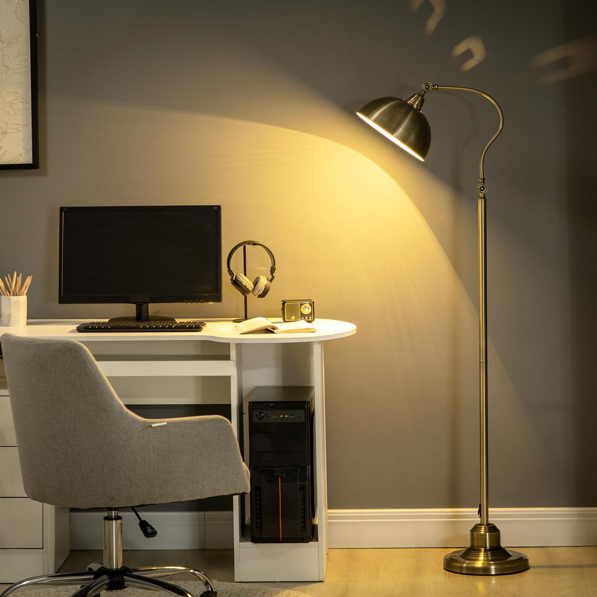 STEHLAMPE mit E27 Fassung, Schlafzimmer - Bronzefarben, Metall (42/25.5/152cm) - HOMCOM