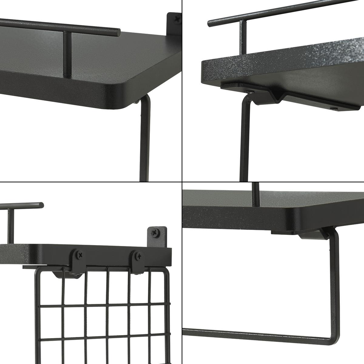 BADEZIMMERREGAL-SET 2 TLG. Vik - Schwarz, Holzwerkstoff/Metall (40/18/15cm) - [en.casa]