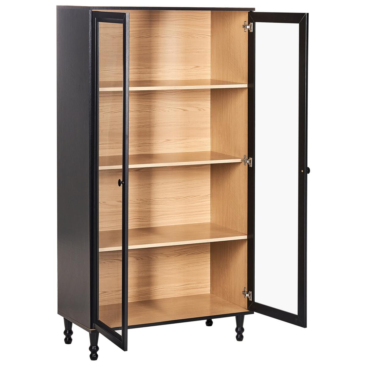 VITRINE mit Glastüren 80 cm Schwarz Tingledale - Schwarz, Holzwerkstoff (80/151/40cm) - Beliani